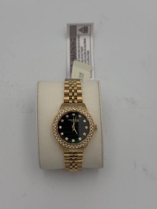Anne Klein Malachite Crystal Gold Watch 12/7784MAGB New Box Papers main image 5